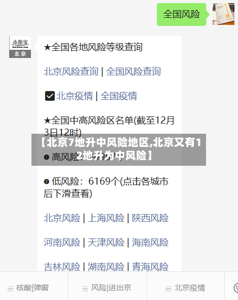 【北京7地升中风险地区,北京又有12地升为中风险】