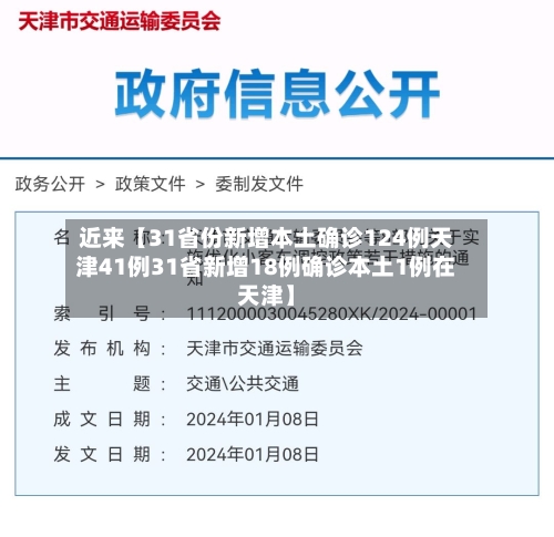 近来【31省份新增本土确诊124例天津41例31省新增18例确诊本土1例在天津】-第2张图片