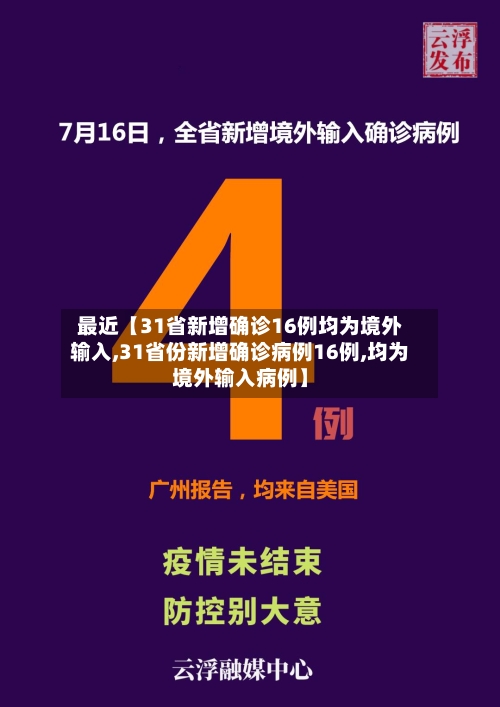 最近【31省新增确诊16例均为境外输入,31省份新增确诊病例16例,均为境外输入病例】